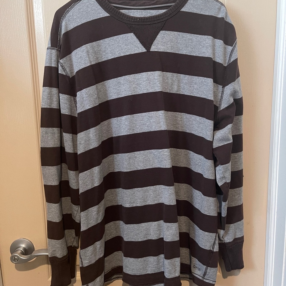 Long Sleeve Shirt - Brown and Gray Stripes